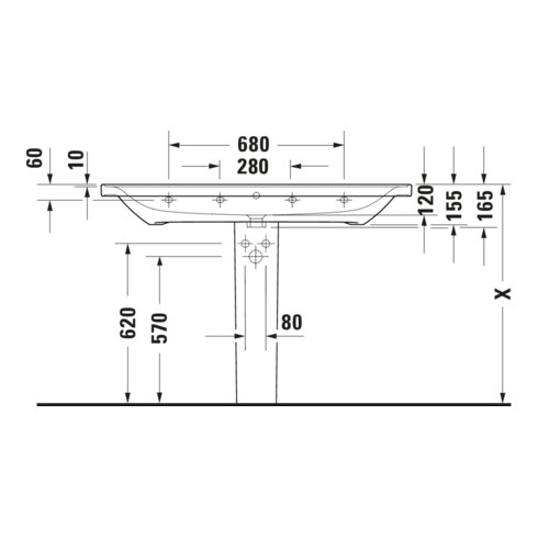 Duravit Waschtisch D-Neo 120,5x48cm, m Ü, HL, we hgl, m Hahnl.