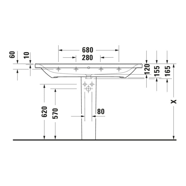 Duravit Waschtisch D-Neo 120,5x48cm, m Ü, HL, we hgl, m Hahnl.