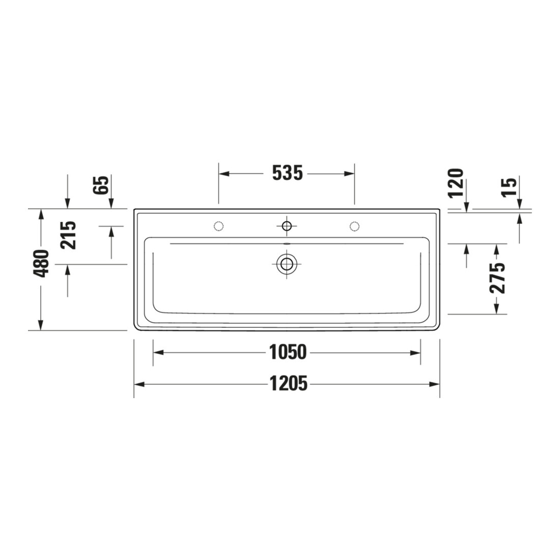Duravit Waschtisch D-Neo 120,5x48cm, m Ü, HL, we hgl, m Hahnl.