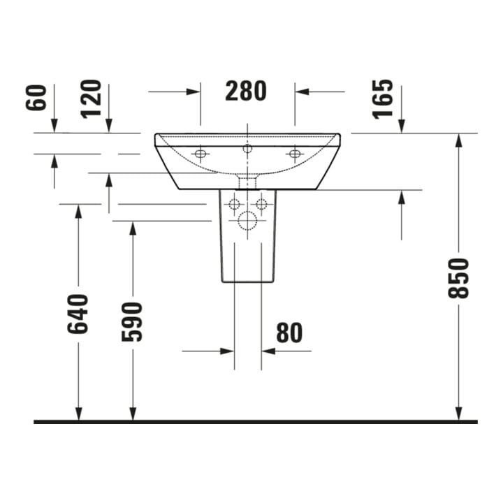 Duravit Waschtisch D-Neo 55x44cm, o. Hahnl., we, ÜL, Hahnloch, we