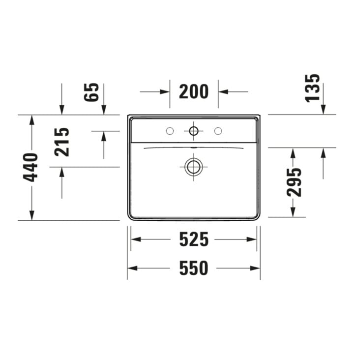 Duravit Waschtisch D-Neo 55x44cm, o. Hahnl., we, ÜL, Hahnloch, we