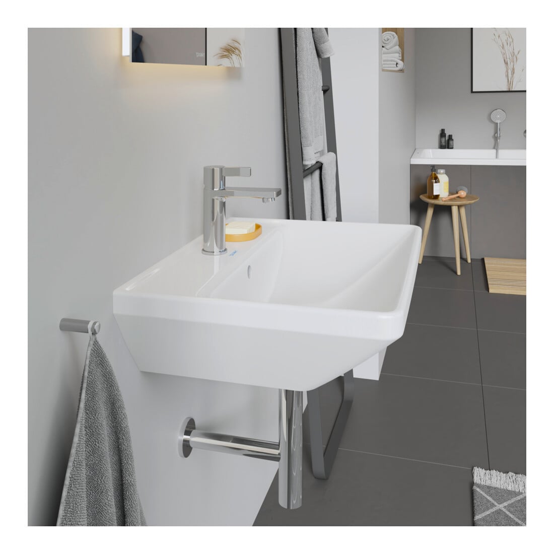 Duravit Waschtisch D-Neo 60x44cm, m Hahnl., we, ÜL, Hahnloch, we