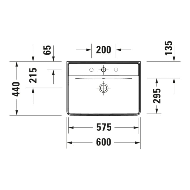 Duravit Waschtisch D-Neo 60x44cm, m Hahnl., we, ÜL, Hahnloch, we
