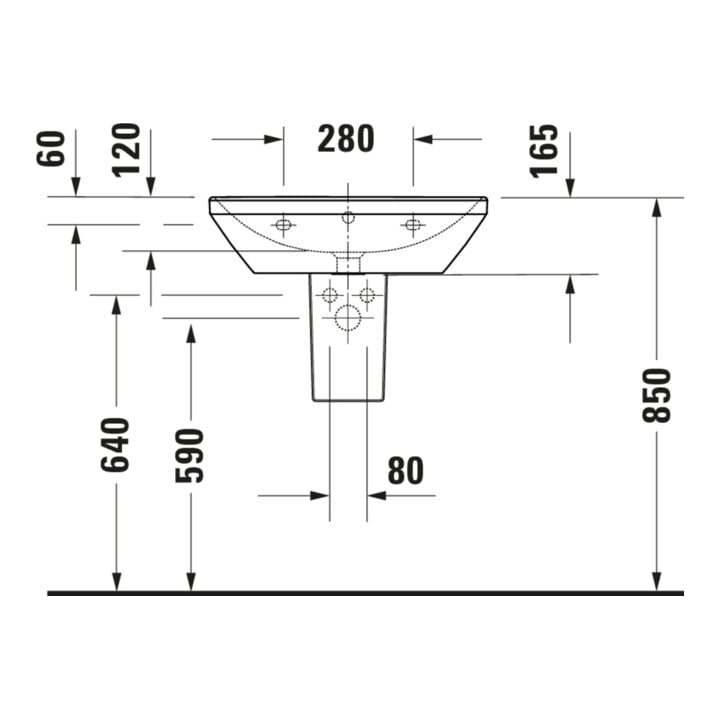 Duravit Waschtisch D-Neo 60x44cm, o. Hahnl., we, ÜL, Hahnloch, we