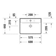 Duravit Waschtisch D-Neo 60x44cm, o. Hahnl., we, ÜL, Hahnloch, we-4