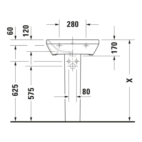 Duravit Waschtisch DuraStyle 55x44cm, we, m HL, ÜL, Hahnlochbank