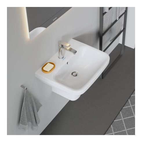 Duravit Waschtisch DuraStyle 55x44cm, we, m HL, ÜL, Hahnlochbank