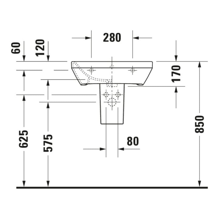 Duravit Waschtisch DuraStyle 55x44cm, we, m HL, ÜL, Hahnlochbank