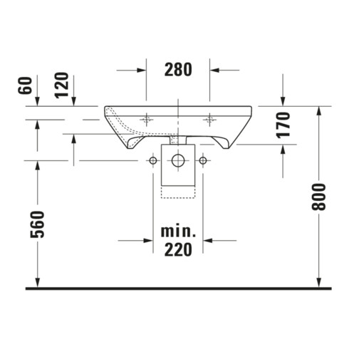 Duravit Waschtisch DuraStyle Vital Med 65x57 cm, sans trop-plein, avec HLB, BF, sans HL, blanc