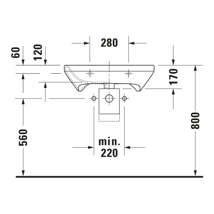 Duravit Waschtisch DuraStyle Vital Med 65x57 cm, sans trop-plein, avec HLB, BF, sans HL, blanc