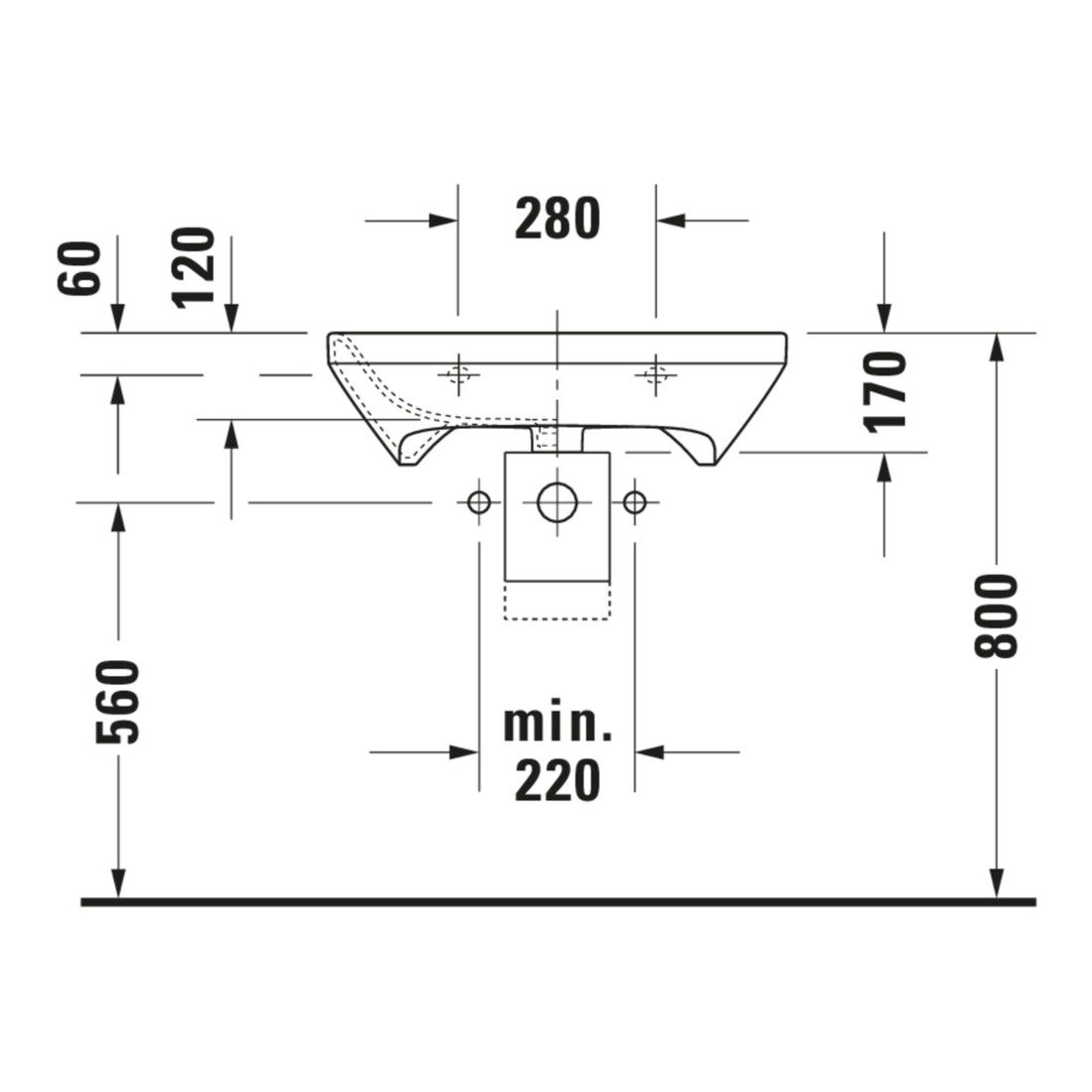 Duravit Waschtisch DuraStyle Vital Med 65x57 cm, sans trop-plein, avec HLB, BF, sans HL, blanc