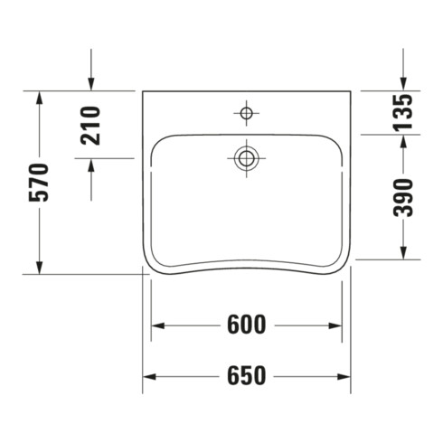 Duravit Waschtisch DuraStyle Vital Med 65x57 cm, sans trop-plein, avec HLB, BF, sans HL, blanc