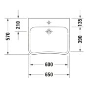 Duravit Waschtisch DuraStyle Vital Med 65x57 cm, sans trop-plein, avec HLB, BF, sans HL, blanc-5