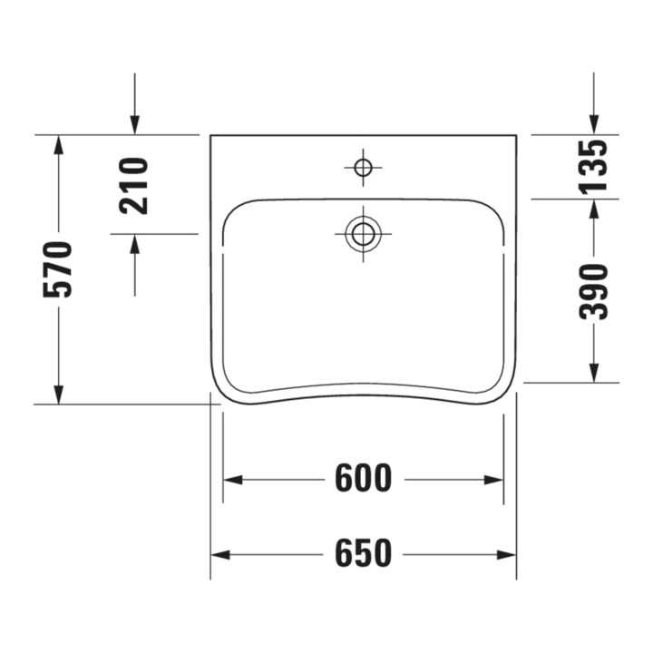 Duravit Waschtisch DuraStyle Vital Med 65x57cm, o Ü, m HLB, BF, o. HL, we