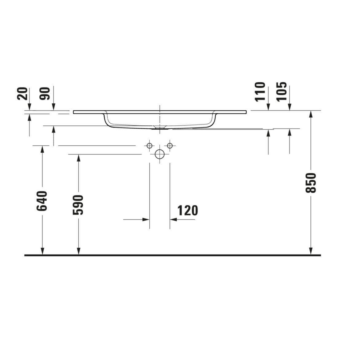Duravit Waschtisch DuroCast Plus Sivida 102x48,5cm, m Hahnloch, weiß seidenmatt