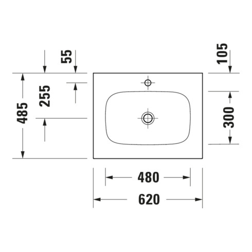 Duravit Waschtisch DuroCast Plus Sivida 62x48,5cm, mit Hahnloch, weiß seidenmatt