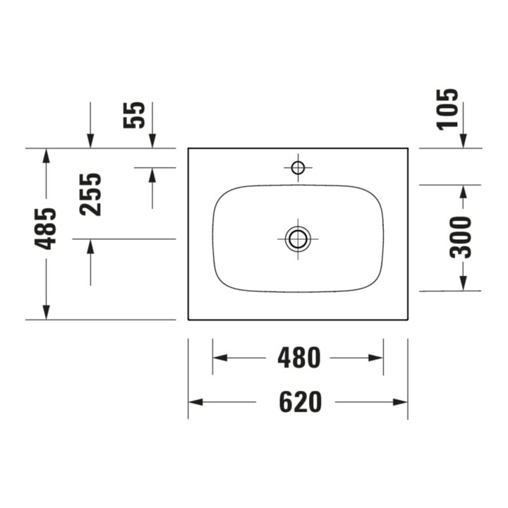 Duravit Waschtisch DuroCast Plus Sivida 62x48,5cm, mit Hahnloch, weiß seidenmatt