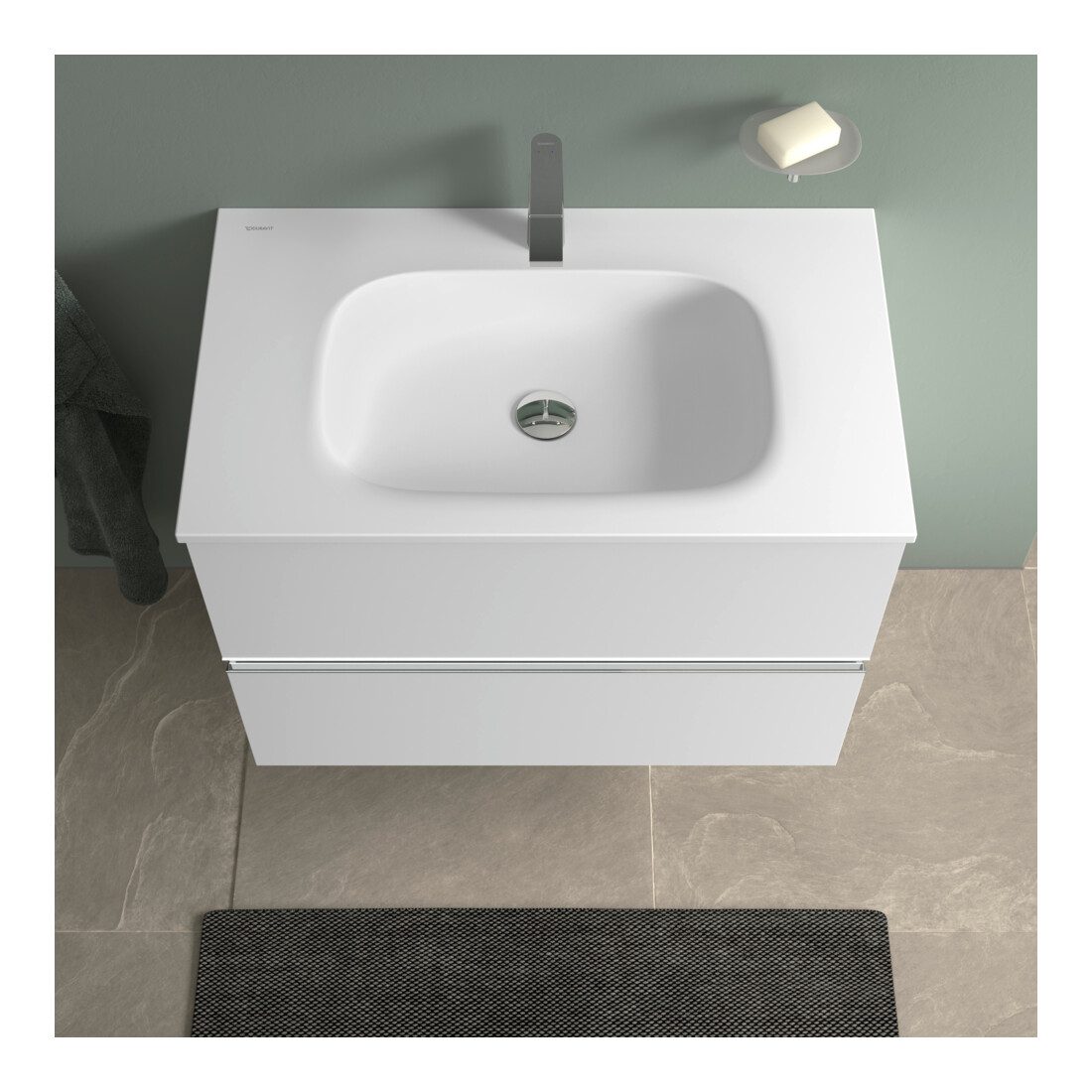 Duravit Waschtisch DuroCast Plus Sivida 82x48,5cm, mit Hahnloch, weiß seidenmatt
