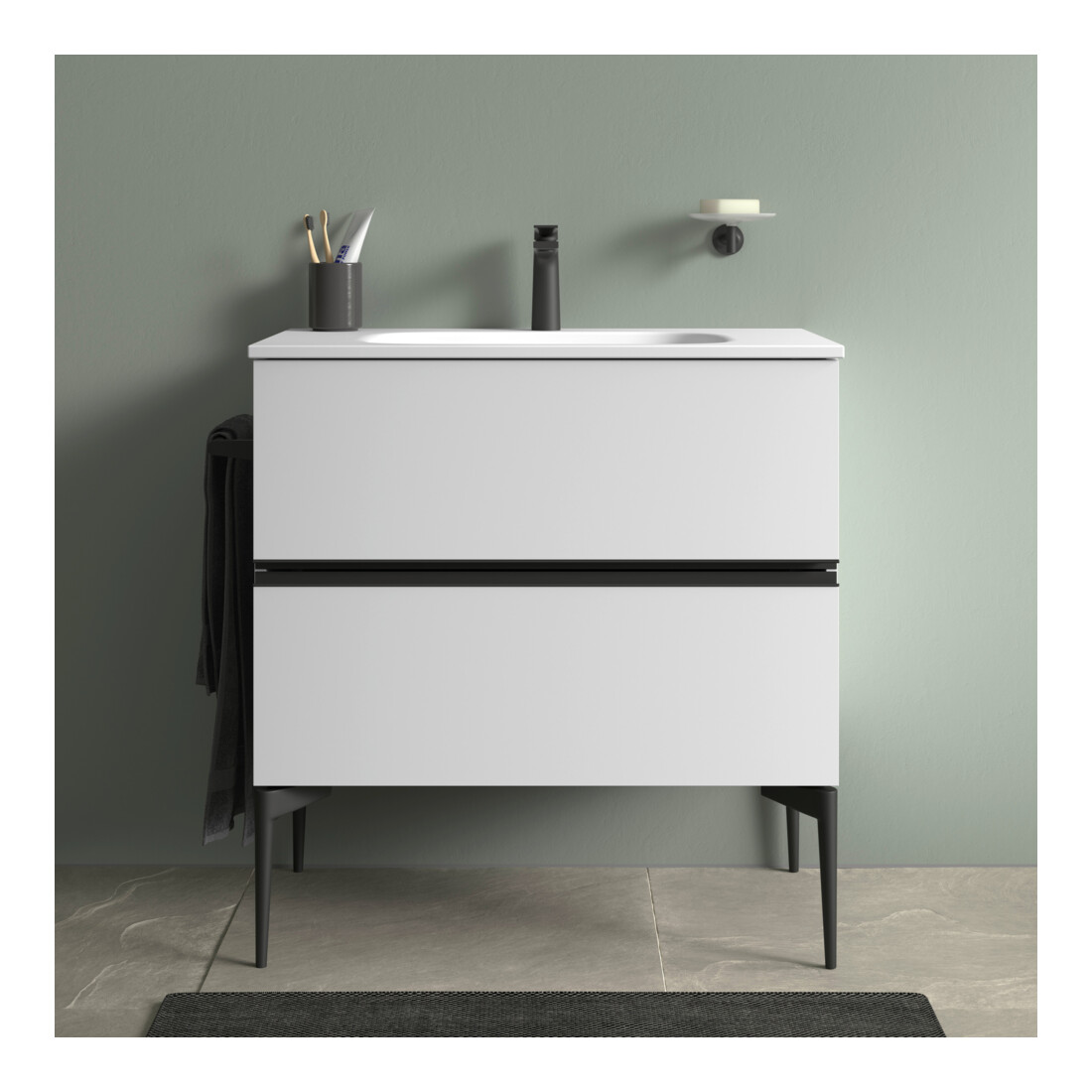 Duravit Waschtisch DuroCast Plus Sivida 82x48,5cm, mit Hahnloch, weiß seidenmatt