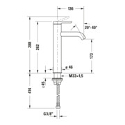 Duravit Waschtisch-Einhebelmischer L FreshStart + -Flow C.1 Ausl. 136mm, o. Zugst.Abl.Gar., sw matt-3