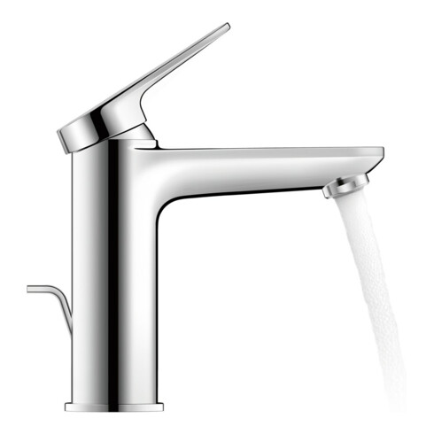 Duravit Waschtisch-Einhebelmischer M MinusFlow Wave Ausl. 122mm, m Zugst.Abl.Gar., chrom