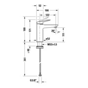 Duravit Waschtisch-Einhebelmischer M Wave A 122mm, o. Zugst.Abl.Gar., bron geb.-5