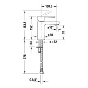Duravit Waschtisch-Einhebelmischer S Fresh + -Flow B.2 o. Zugst.Abl.Gar., Ausl. 101mm, chrom-5
