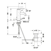 Duravit Waschtisch-Einhebelmischer S FreshStart + -Flow C.1 Ausl. 91mm, m Zugst.Abl.Gar., chrom-4