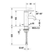 Duravit Waschtisch-Einhebelmischer S FreshStart + -Flow C.1 Ausl. 91mm, o. Zugst.Abl.Gar., sw matt-3