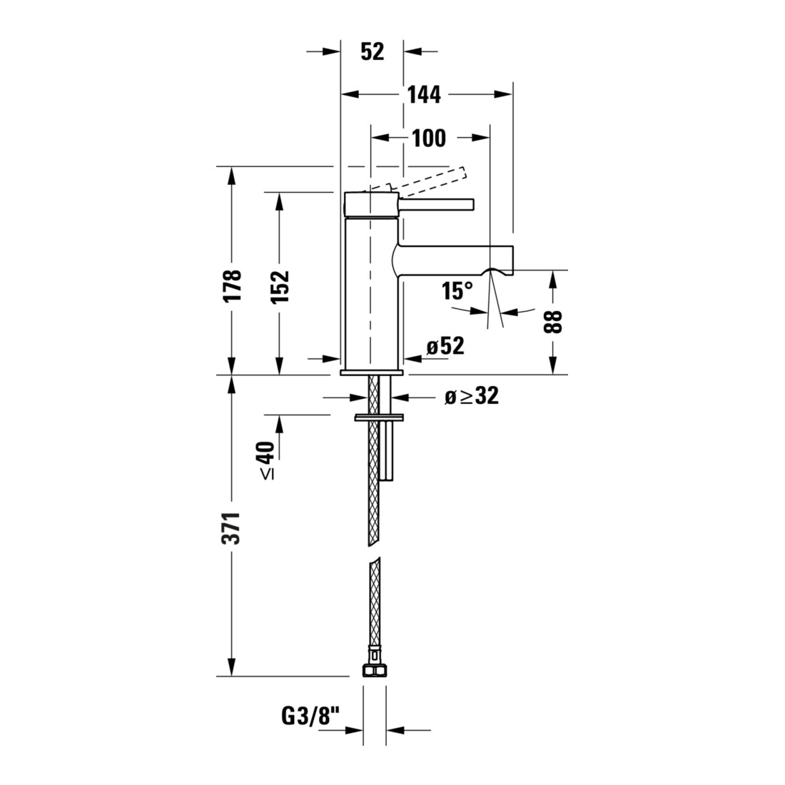 Duravit Waschtisch-Einhebelmischer S MinusFlow Circle o. Zugst.Abl.Gar., Ausl. 100mm, chr hgl