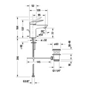 Duravit Waschtisch-Einhebelmischer S Wave Ausl. 95mm, m Zugst.Abl.Gar., ES geb.-3