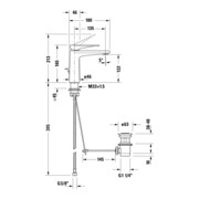 Duravit Waschtisch-Einhebelmischer Tulum M Ausl. 135mm, m Zugst.Abl.Gar., sw matt-4