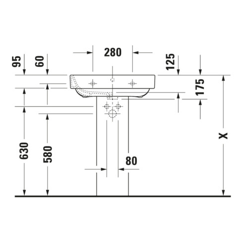Duravit Waschtisch Happy D.2 60x47,5cm, we, m HL, ÜL, Hahnlochbank