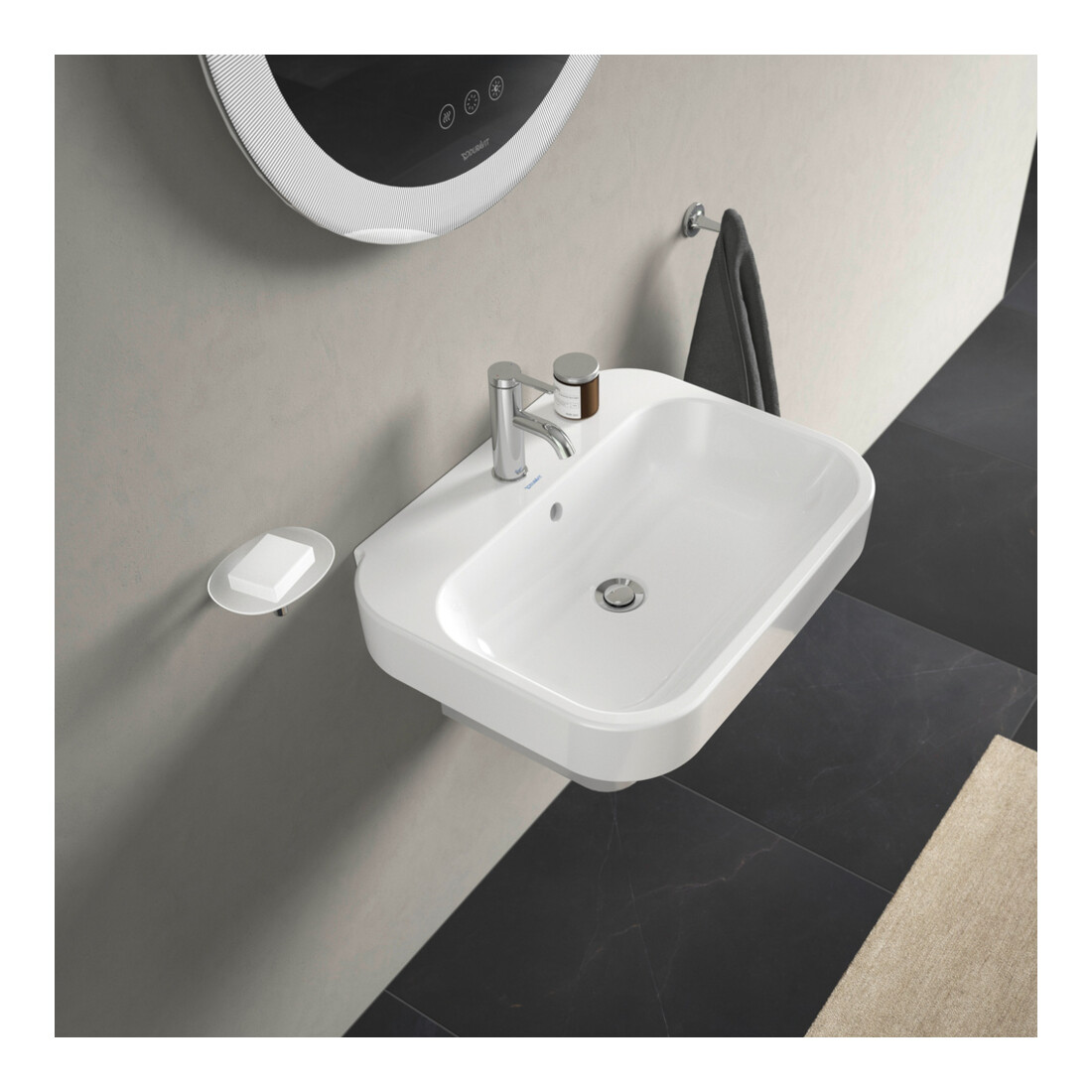 Duravit Waschtisch Happy D.2 60x47,5cm, we, m HL, ÜL, Hahnlochbank