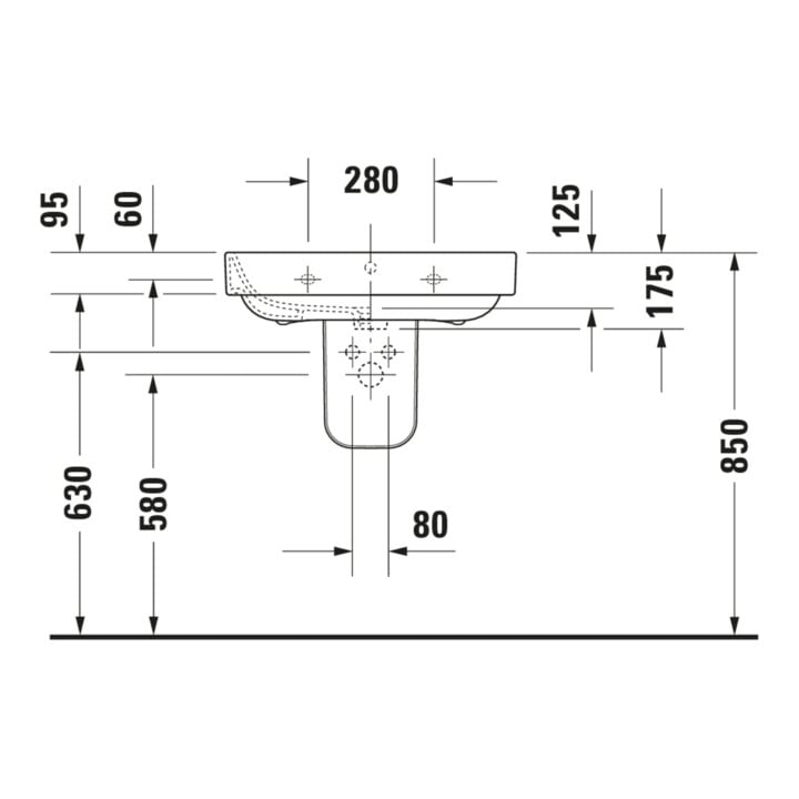 Duravit Waschtisch Happy D.2 65x49,5cm, we, m HL, ÜL, Hahnlochbank