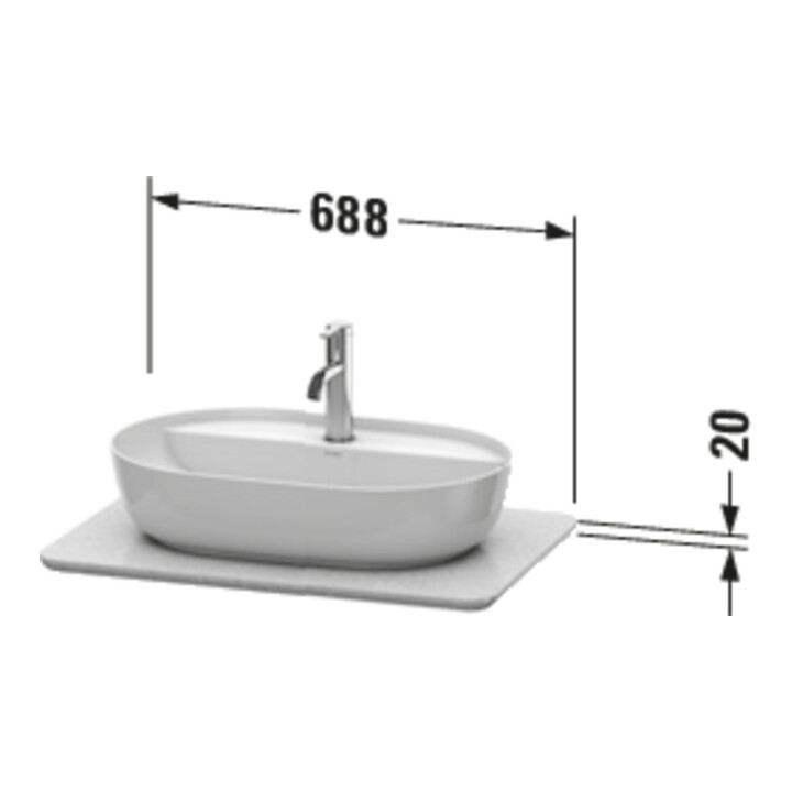 Duravit Waschtisch-Konsole Luv 68,8x47,5x2cm, a Quarz, m 1 AS, s Struk.