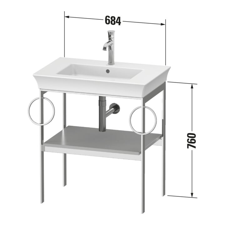 Duravit Waschtisch-Konsole White Tulip 68,4x45cm, T m, Me, 2 HTH, bodensteh.