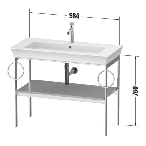 Duravit Waschtisch-Konsole White Tulip 98,4x45cm, gra m, Me, 2 HTH, bodensteh.