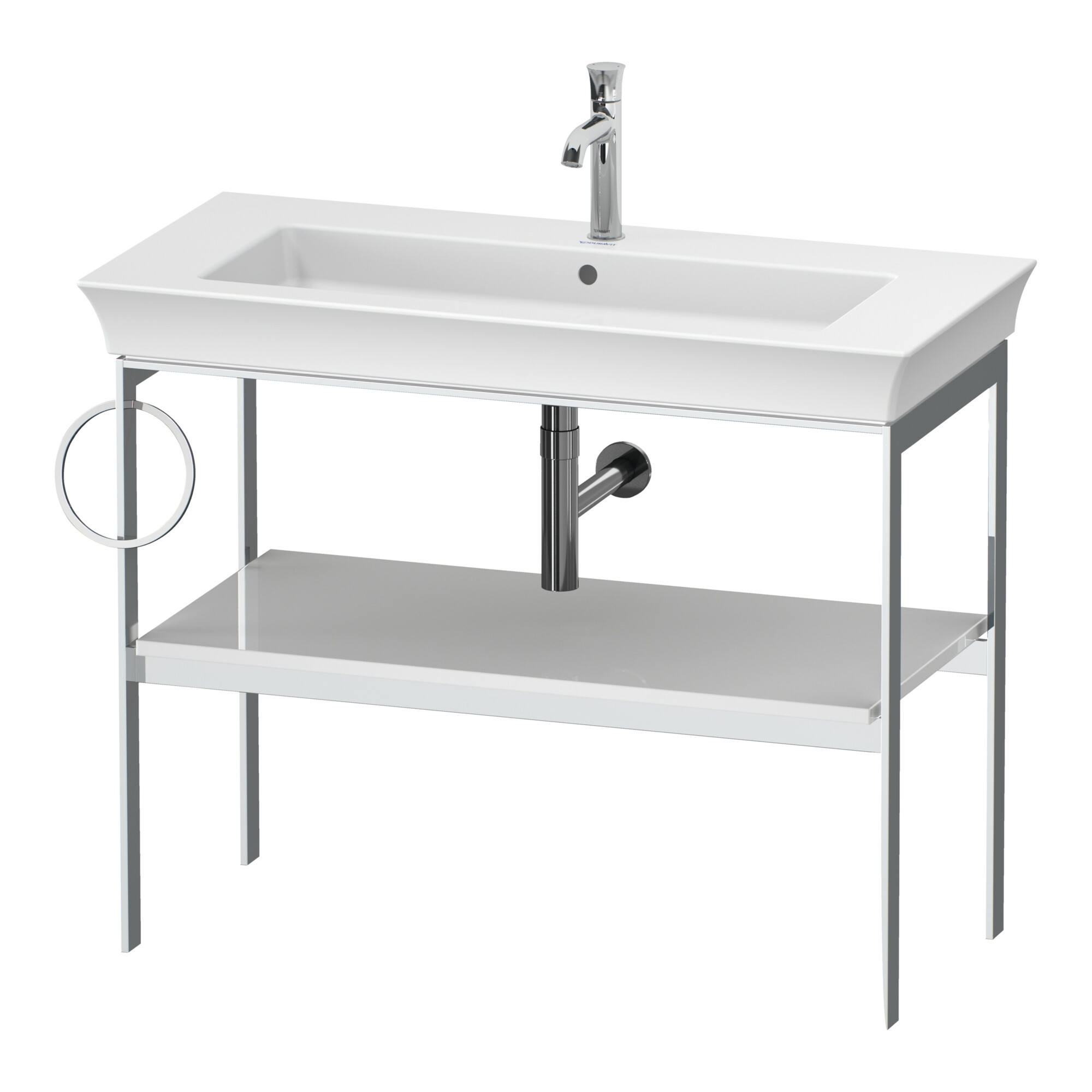 Duravit Waschtisch-Konsole White Tulip 98,4x45cm, Me, bo, Handtuchhalter li, we hgl