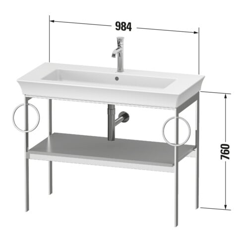 Duravit Waschtisch-Konsole White Tulip 98,4x45cm, st-g m, Me, 2 HTH, bodensteh.