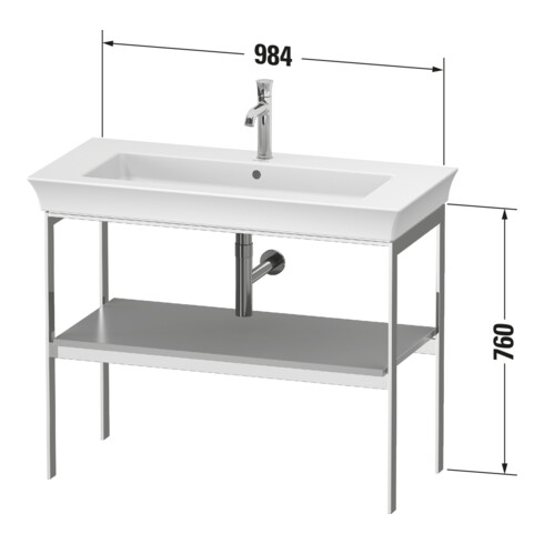 Duravit Waschtisch-Konsole White Tulip 98,4x45cm, US N mass., Met., bodensteh.