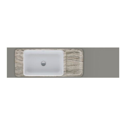 Duravit Waschtisch-Konsolen-Set Qatego 100x41x90cm, m Kons, gr. Travertin pol.