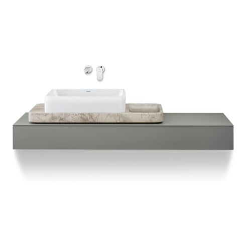 Duravit Waschtisch-Konsolen-Set Qatego 100x41x90cm, m Kons, gr. Travertin pol.