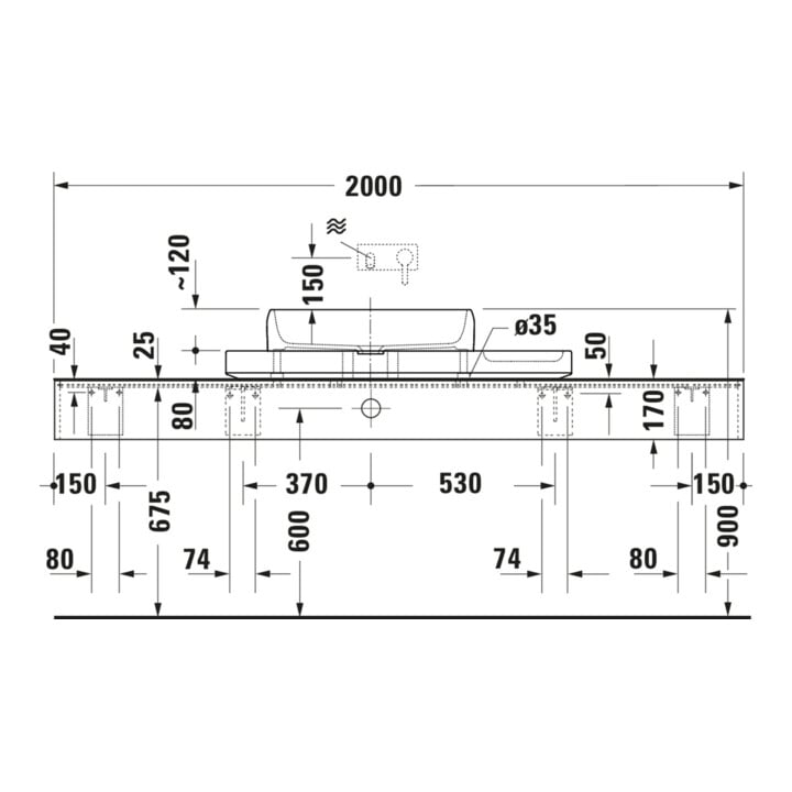 Duravit Waschtisch-Konsolen-Set Qatego 100x41x90cm, mit Konsole, Lavica poliert