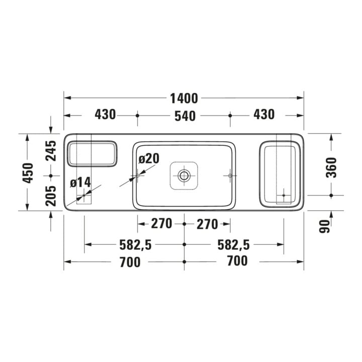 Duravit Waschtisch-Konsolen-Set Qatego 140x45x90cm, m K, Konsole, Lavica pol.