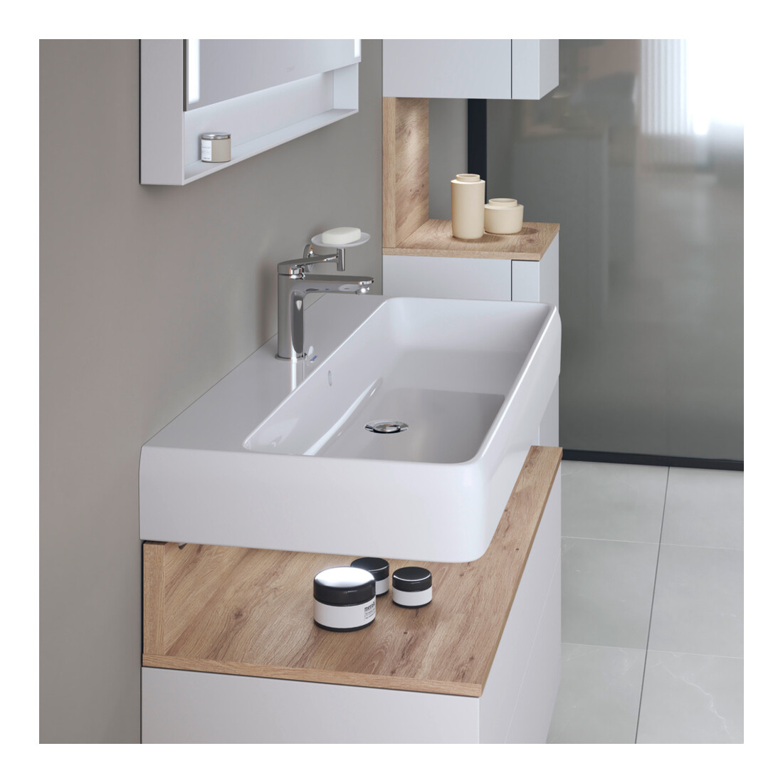 Duravit Waschtisch Qatego 100x47cm, we hgl, m Hahnl., ÜL, Hahnloch