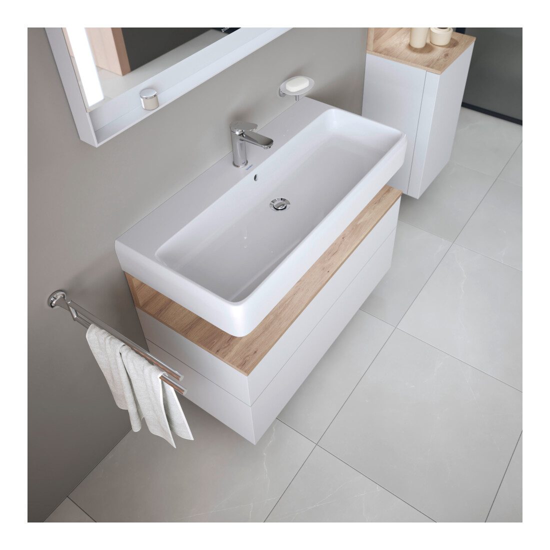 Duravit Waschtisch Qatego 100x47cm, we hgl, m Hahnl., ÜL, Hahnloch