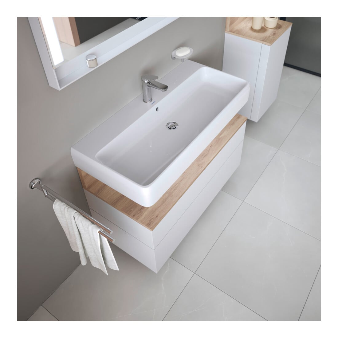 Duravit Waschtisch Qatego 100x47cm, we hgl, m Hahnl., ÜL, Hahnloch