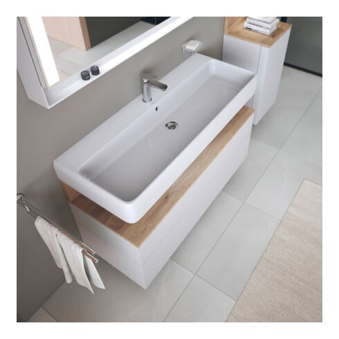Duravit Waschtisch Qatego 120x47cm, m Hahnl., ÜL, Hahnloch, we hgl