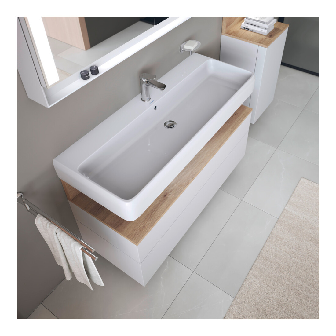 Duravit Waschtisch Qatego 120x47cm, m Hahnl., ÜL, Hahnloch, we hgl
